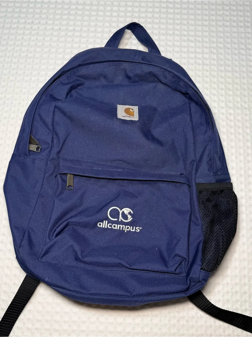 Carhartt Navy Blue AllCampus Backpack with Black Mesh Pocket